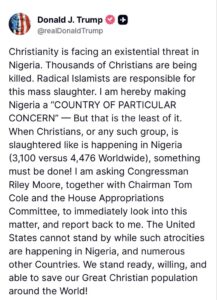 Trump Ya bayyana Nijeriya A Matsayin Ƙasar Da Rayuwar Kiristoci Ke Cikin wahala da matsi 2 20251031 210028